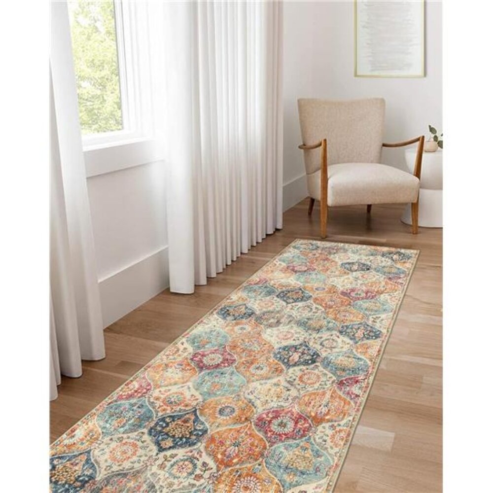 Moroccan Trellis Washable Runner Rug - 2x6 Rug Runners for Hallways 6 Feet